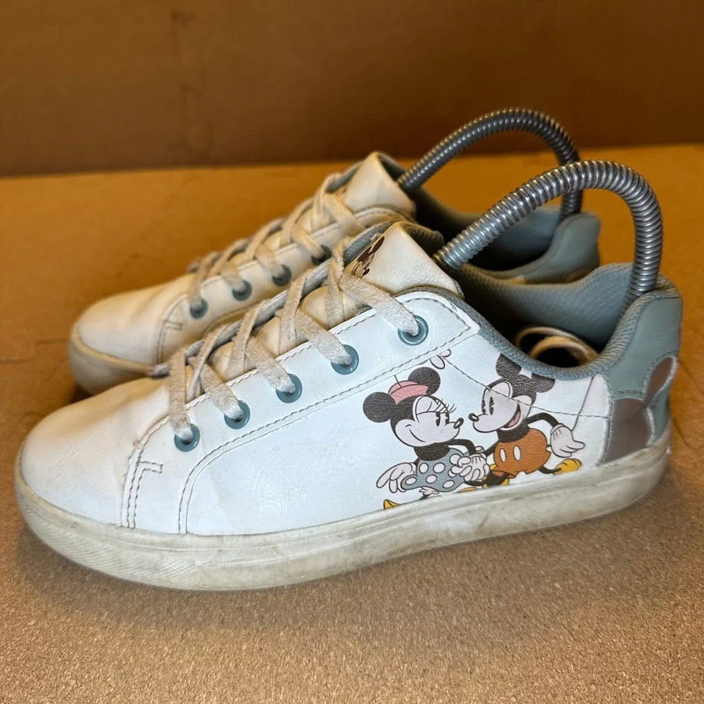 Disney Mickey Minnie Mouse Kids White Low Top Sneakers Size C4‎ Aldi 831674